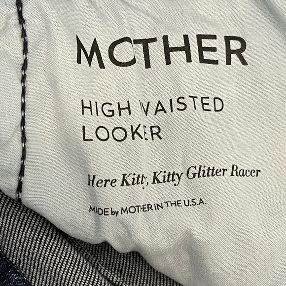 MOTHER The Looker - High Waisted - Here Kitty,Kitty Glitter Racer jeans (sz30) - Picture 10 of 15